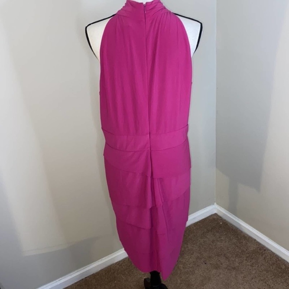 NWT White House Black Market fuschia Instantly Slimming Twist-Neck Sheath Dress - Picture 8 of 11
